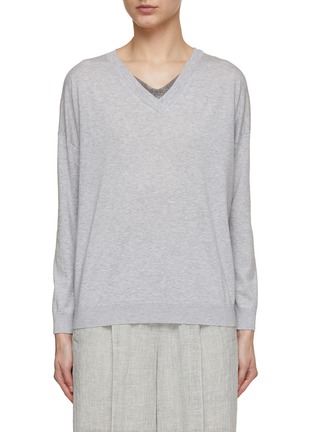 Main View - Click To Enlarge - BRUNELLO CUCINELLI - Monili Neck Cotton Knitted Jumper