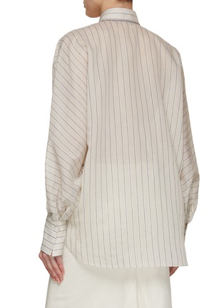 Back View - Click To Enlarge - BRUNELLO CUCINELLI - Pinstriped Sheer Shirt