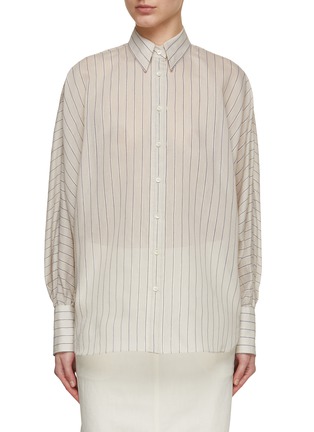 Main View - Click To Enlarge - BRUNELLO CUCINELLI - Pinstriped Sheer Shirt