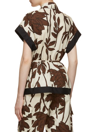 Back View - Click To Enlarge - BRUNELLO CUCINELLI - Belted Floral Print Cotton Top