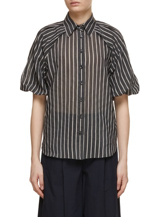 Main View - Click To Enlarge - BRUNELLO CUCINELLI - Pinstripe Puffed Sleeve Shirt