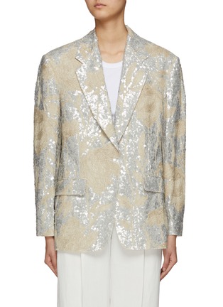 Main View - Click To Enlarge - BRUNELLO CUCINELLI - Floral Sequin Embellished Blazer