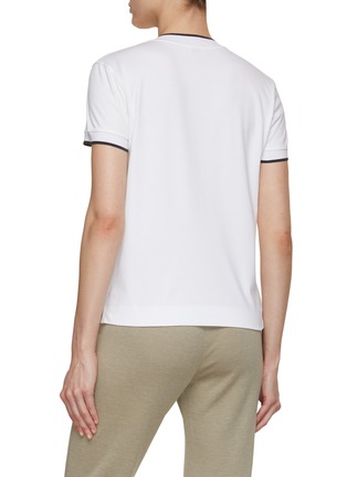 Back View - Click To Enlarge - BRUNELLO CUCINELLI - Contrast Trim Logo Cotton T-Shirt