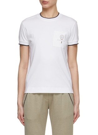 Main View - Click To Enlarge - BRUNELLO CUCINELLI - Contrast Trim Logo Cotton T-Shirt