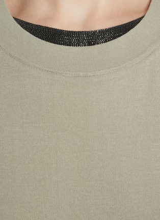  - BRUNELLO CUCINELLI - Embellished Monili Neckline Cotton T-shirt
