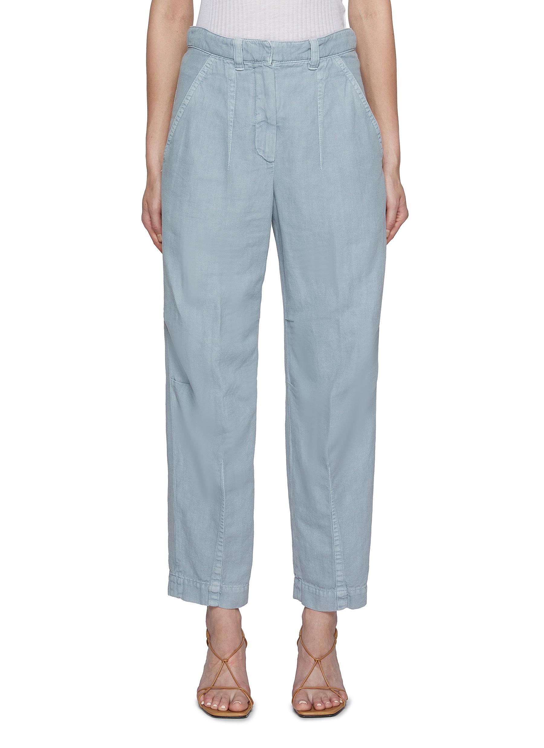 Dyed-cotton linen Straight-legged Pants