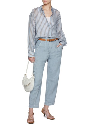 Figure View - Click To Enlarge - BRUNELLO CUCINELLI - Dyed-cotton linen Straight-legged Pants