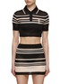 Main View - Click To Enlarge - AMIRI - Striped Fitted Knit Cropped Polo Shirt