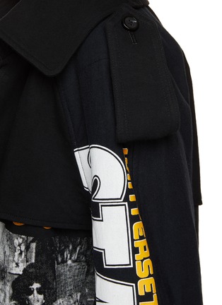  - DRY CLEAN ONLY - Rock Band Print Cropped Trench Coat