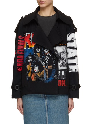 Main View - Click To Enlarge - DRY CLEAN ONLY - Rock Band Print Cropped Trench Coat