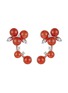Main View - Click To Enlarge - LC COLLECTION JEWELLERY - Neo-Romantic Christmas Holly 18K White Gold Diamond Carnelian Earrings