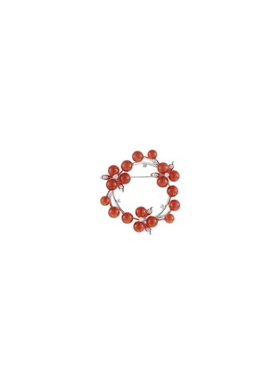 Main View - Click To Enlarge - LC COLLECTION JEWELLERY - Neo-Romantic Christmas Holly 18K White Gold Diamond Carnelian Brooch