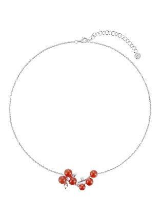 Main View - Click To Enlarge - LC COLLECTION JEWELLERY - Neo-Romantic Christmas Holly 18K White Gold Diamond Carnelian Necklace