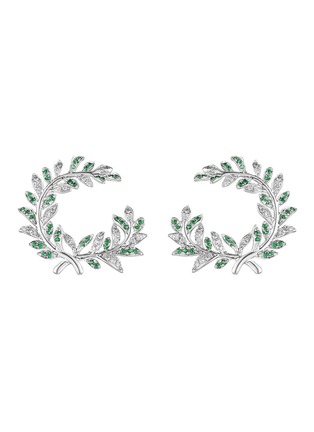 Main View - Click To Enlarge - LC COLLECTION JEWELLERY - Neo-Romantic Mistletoe Leaf 18K White Gold Diamond Tsavorite Earrings