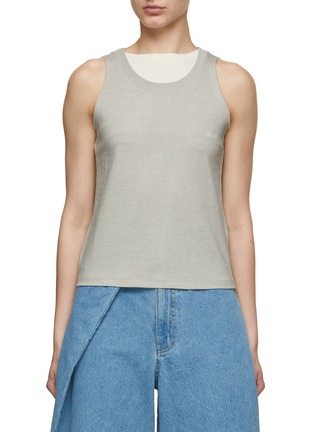 Main View - Click To Enlarge - BONBOM - Double Layered Neck Sleeveless Cotton T-Shirt