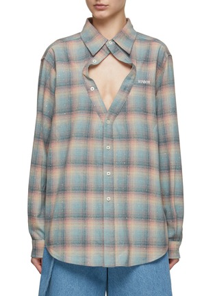 Main View - Click To Enlarge - BONBOM - Twist Placket Cotton Flannel Shirt