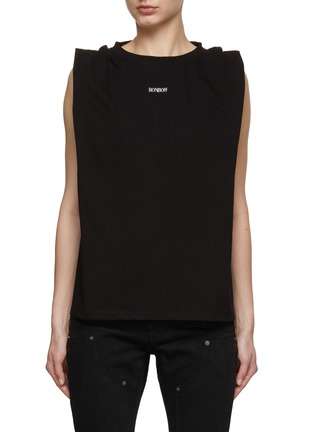 Main View - Click To Enlarge - BONBOM - Roll Up Shoulder Sleeveless Cotton T-Shirt