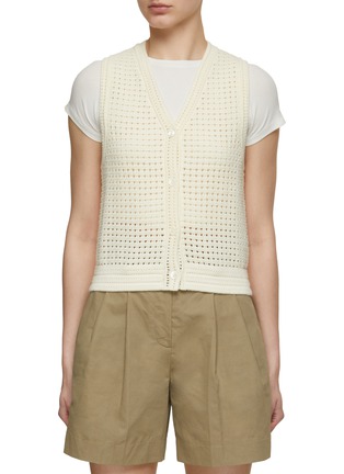 Main View - Click To Enlarge - DUNST - Crochet Knit Button Up Cotton Vest