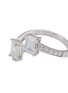 Detail View - Click To Enlarge - CZ BY KENNETH JAY LANE - Cubic Zirconia Rhodium Plated Brass Open Front Ring