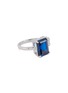 Main View - Click To Enlarge - CZ BY KENNETH JAY LANE - Sapphire Cubic Zirconia Rhodium Plated Brass Open Front Ring
