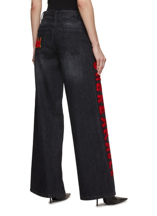 Back View - Click To Enlarge - ALICE & OLIVIA - x Basquiat Trish Patchwork Racing Stripe Wide Leg Jeans