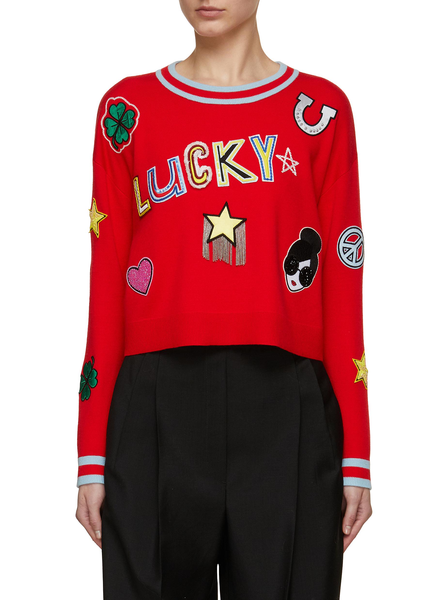 ALICE & OLIVIA | Gleeson Embellised Patch Sweater | Women | Lane 