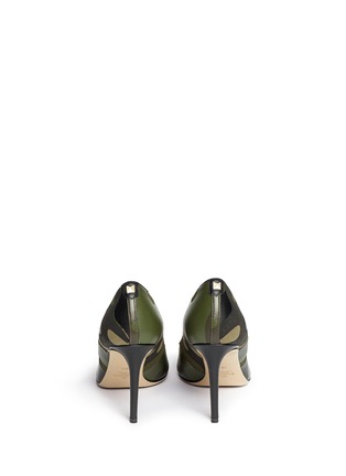Back View - Click To Enlarge - VALENTINO GARAVANI - Camouflage canvas leather patch pumps