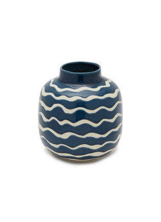 Main View - Click To Enlarge - THE CONRAN SHOP - Wiggle Sgraffito Vase — Blue