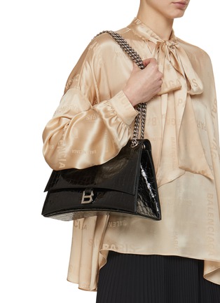 Figure View - Click To Enlarge - BALENCIAGA - Medium Crush Leather Chain Bag