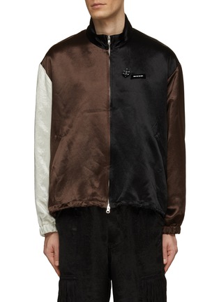 Main View - Click To Enlarge - SONG FOR THE MUTE - Draped Tricolor Bomber Jacket