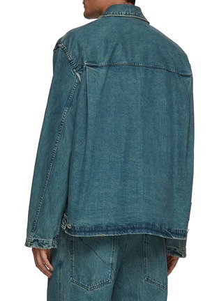Back View - Click To Enlarge - SONG FOR THE MUTE - Medium Wash Zip Up Denim Jacket