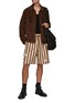 Figure View - Click To Enlarge - SONG FOR THE MUTE - Daisy Patch Striped Drawstring Shorts