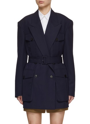 Main View - Click To Enlarge - DRIES VAN NOTEN - Oversized Belted Double Breasted Blazer