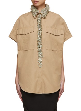 Main View - Click To Enlarge - DRIES VAN NOTEN - 3D Embroidered Oversized Cotton Cocoon Shirt