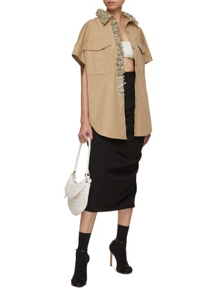 Figure View - Click To Enlarge - DRIES VAN NOTEN - 3D Embroidered Oversized Cotton Cocoon Shirt
