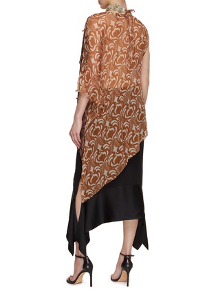 Back View - Click To Enlarge - DRIES VAN NOTEN - Jewel Embellished Asymmetric Scarf Top
