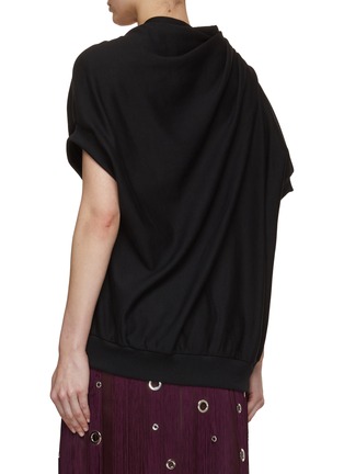 Back View - Click To Enlarge - DRIES VAN NOTEN - Embellished Draped Neckline Sweatshirt Top