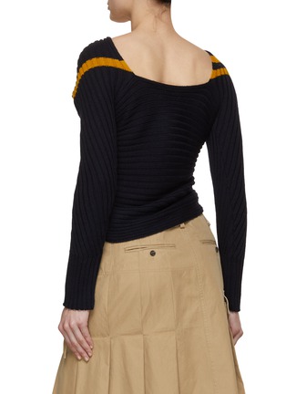 Back View - Click To Enlarge - DRIES VAN NOTEN - Stripe Knit Wrap Sweater
