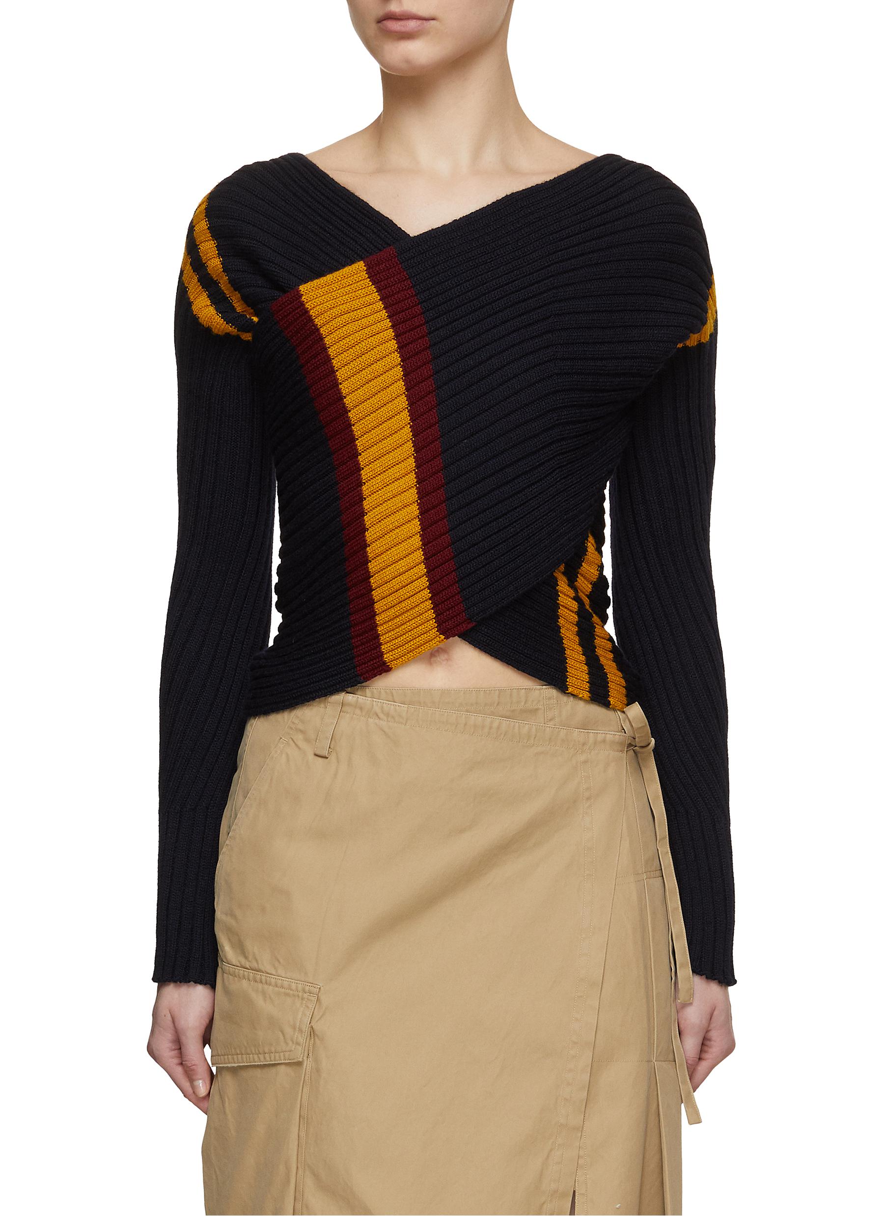 DRIES VAN NOTEN | Stripe Knit Wrap Sweater | Women | Lane Crawford