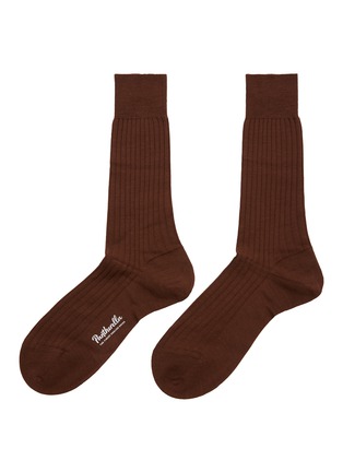 Main View - Click To Enlarge - PANTHERELLA - Laburnum Rib Merino Wool Long Anklet Socks