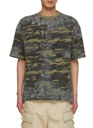 Main View - Click To Enlarge - WE11DONE - Dirty Washed Camoflage Cotton T-Shirt