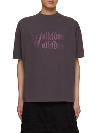 Main View - Click To Enlarge - WE11DONE - Rhinestone Double Logo Cotton T-Shirt