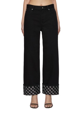 Main View - Click To Enlarge - ALEXANDER WANG - Crystal Cuff Wide Leg Jeans