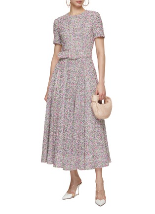 Figure View - Click To Enlarge - SOONIL - Belted Flounce Midi Dress