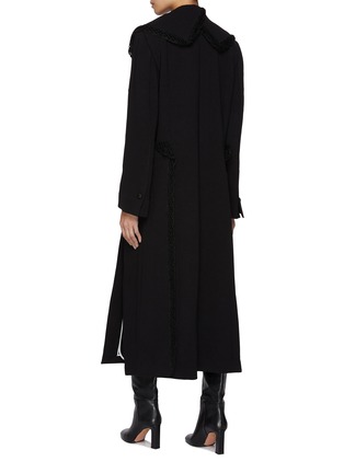 Back View - Click To Enlarge - EENK - Lace Trim Exaggerated Collar Long Coat