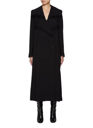 Main View - Click To Enlarge - EENK - Lace Trim Exaggerated Collar Long Coat
