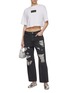 Figure View - Click To Enlarge - KIMHĒKIM - Embellished Distressed Wide Leg Jeans