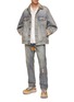 Figure View - Click To Enlarge - KOLOR BEACON - Distressed Patchwork Straight Leg Jeans