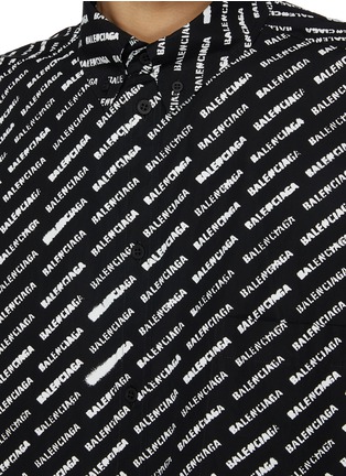  - BALENCIAGA - All Over Stencil Logo Cotton Shirt