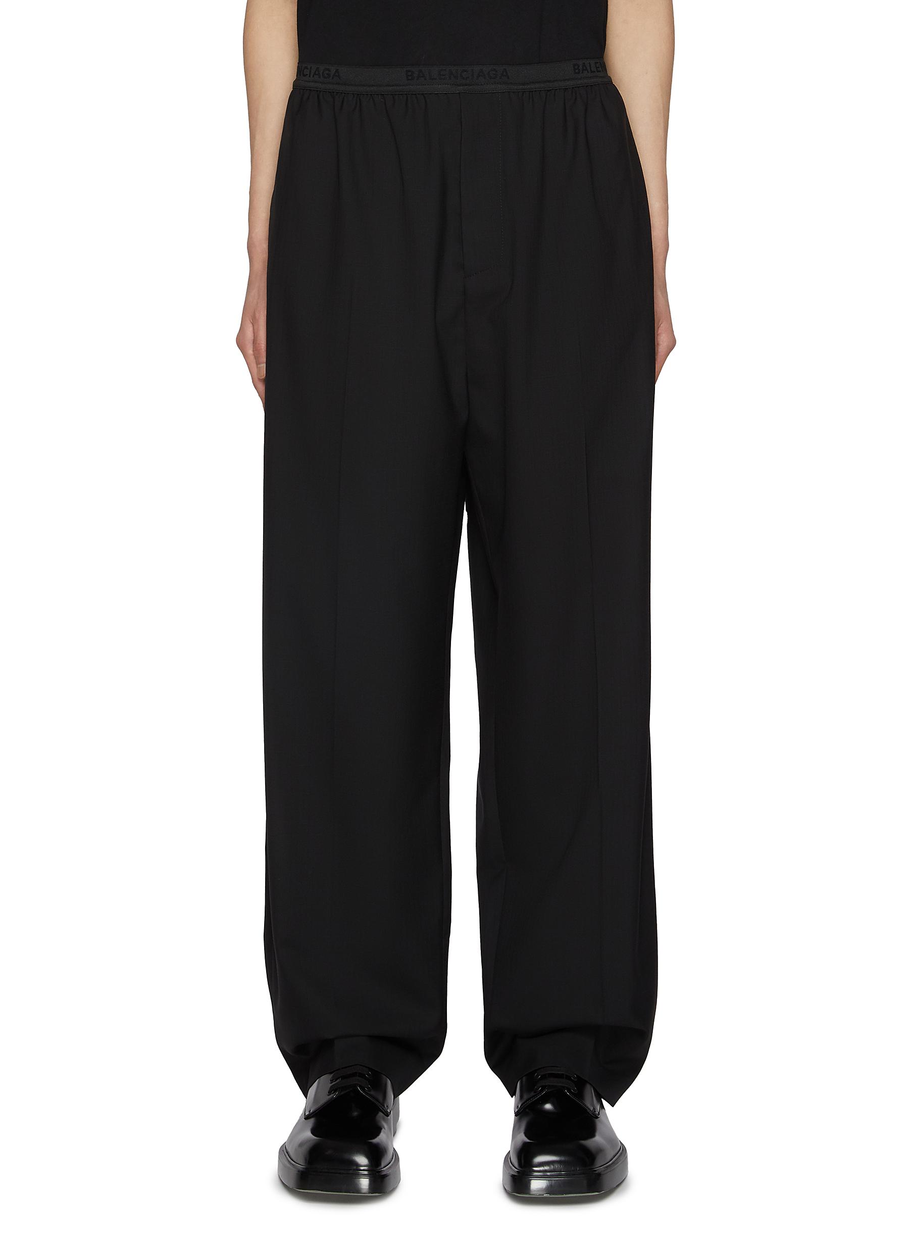 PNT-WOOL RIPSTOP STRAIGHT LEG PANTS W/ ELASTIC WAISTBAND